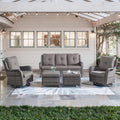 5 Piece Outdoor Patio Furniture Set - Comfortable Wicker Conversation
