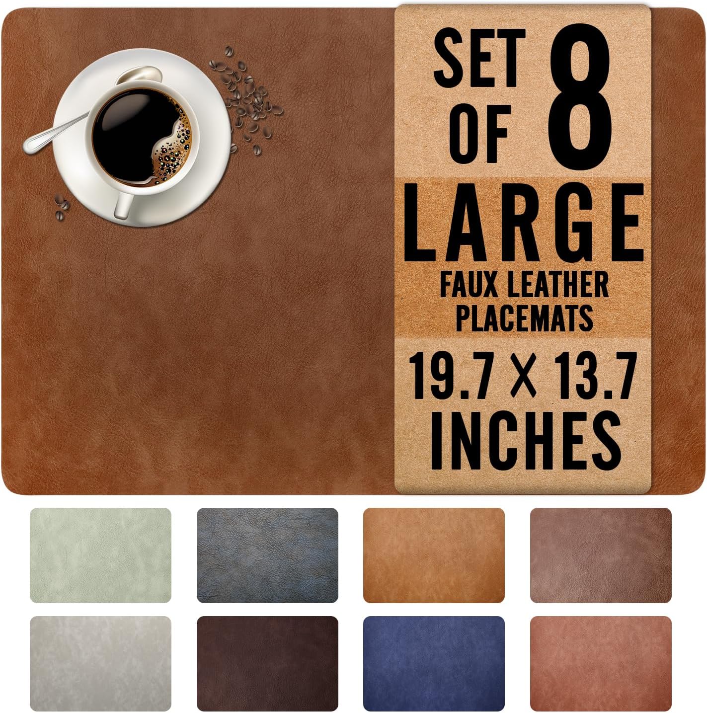 UnivoColors Retro Cowhide Pattern Faux Leather Placemats Set