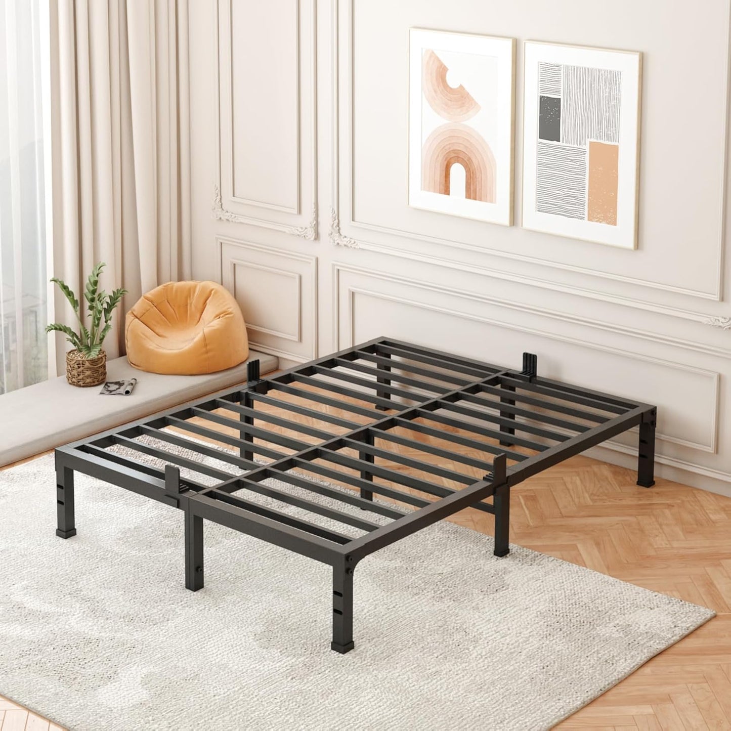 FUIOBYVV King Size Bed Frame with Heavy Duty Support and Comfort