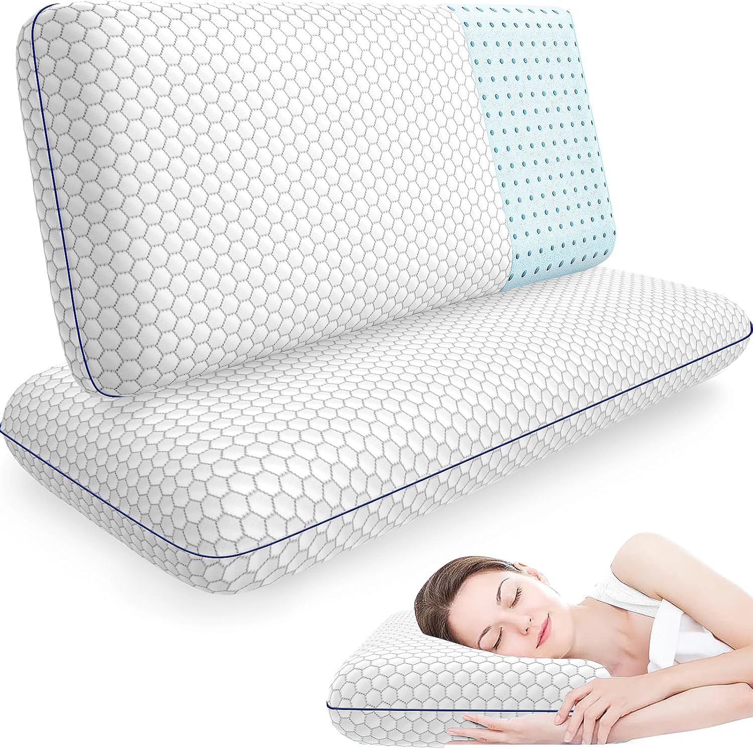Memory Foam Pillows for Side, Back and Stomach Sleepers Set