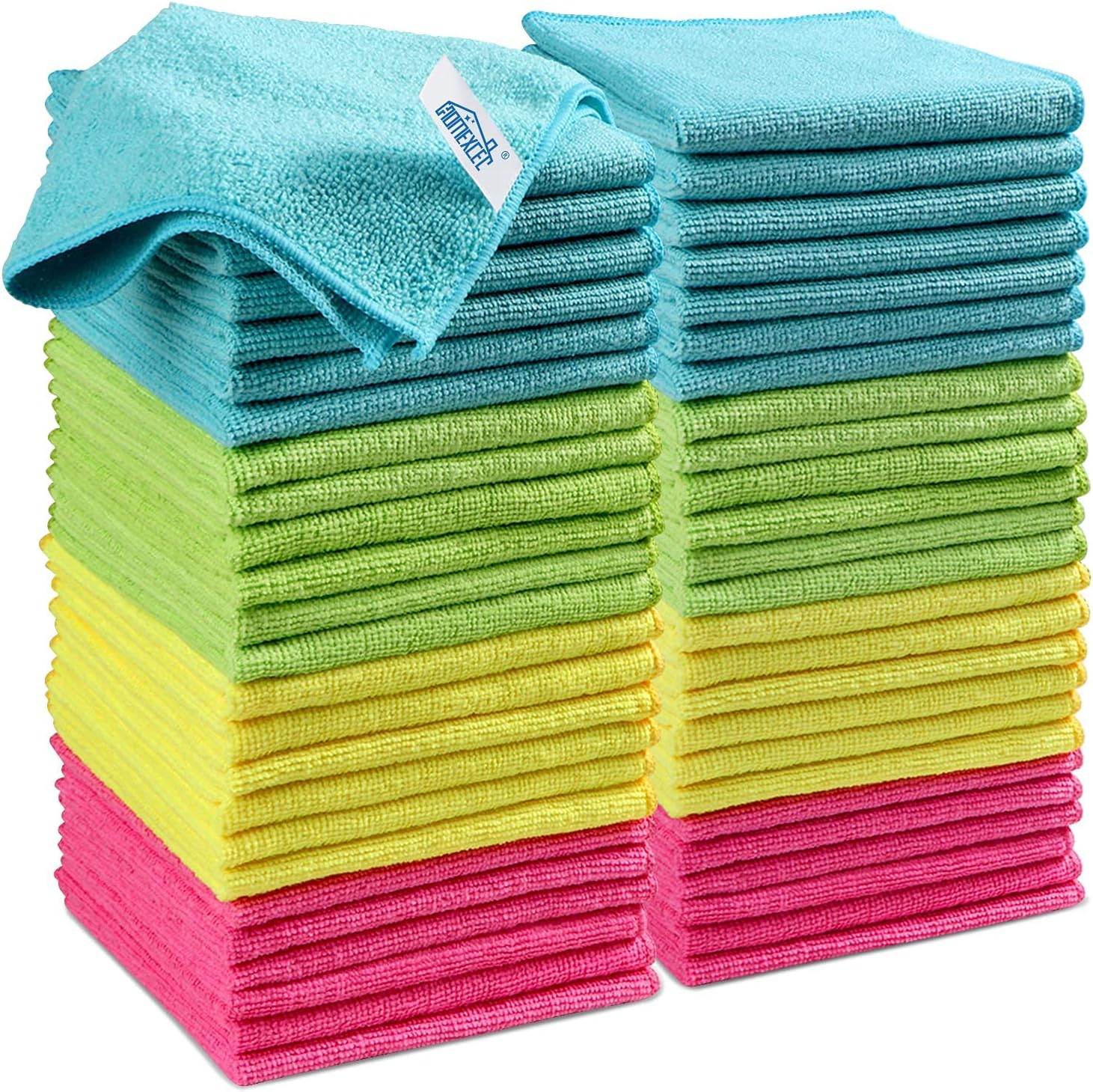 HOMEXCEL 50 Pack Microfiber Cleaning Cloths - 4 Color Assorted