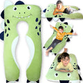 LUNAMIRA Dino Kids Body Pillow 47in U-Shape - Cozy Support for Sleep