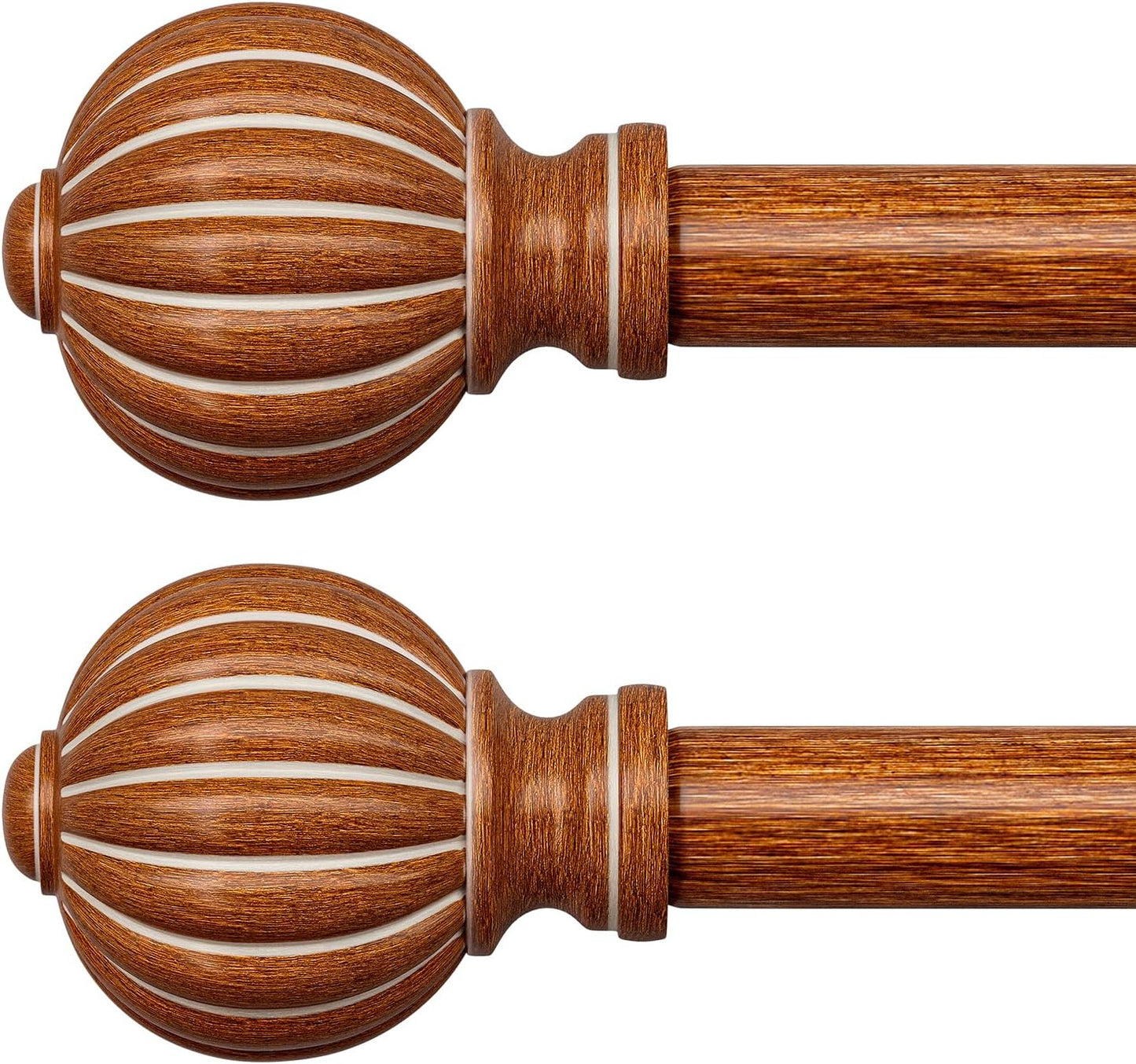 Reddish-Brown Wood Curtain Rods for Windows 48 to 84 Inch
