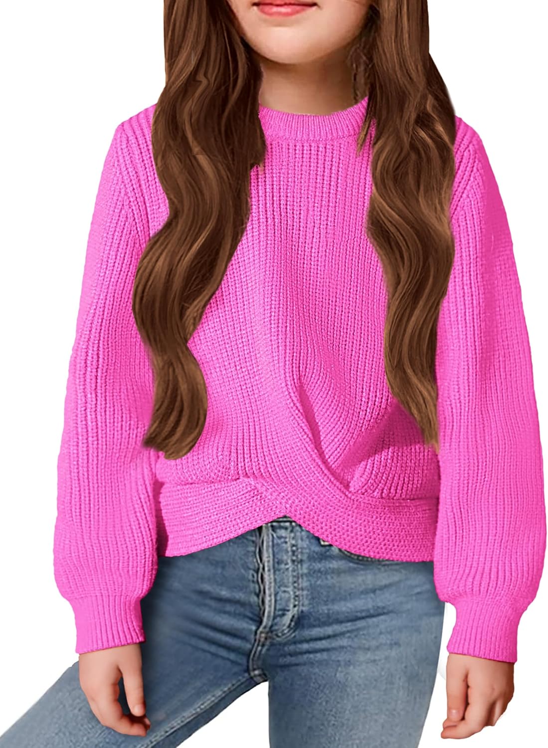 Arshiner Girl's Twist Front Pullover Sweater for Kids Fashion