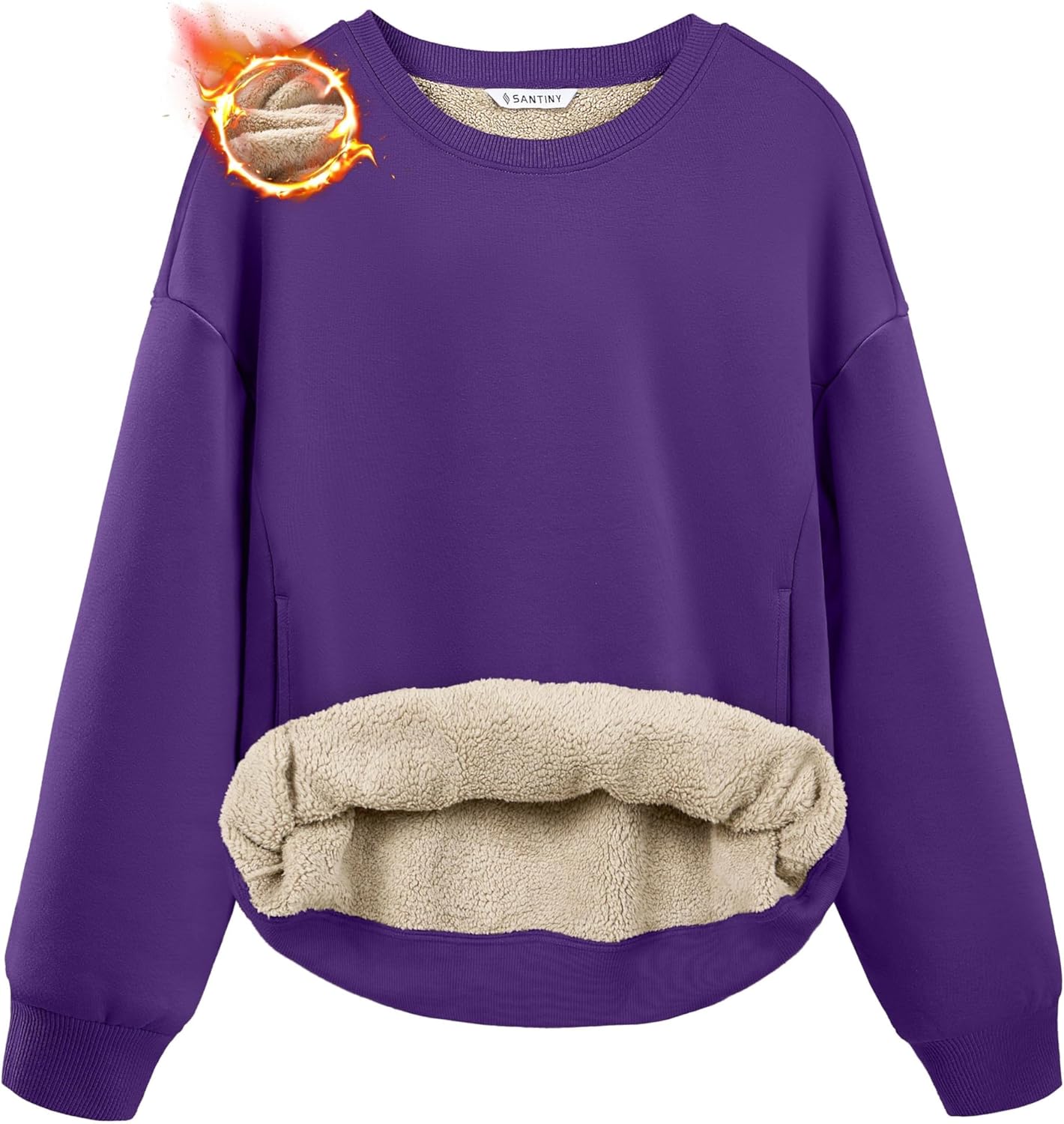 SANTINY Women's Fleece Sherpa Lined Sweatshirt for Winter Warmth