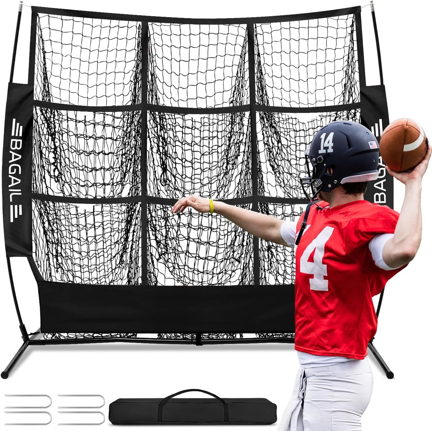 BAGAIL Football Throwing Net - Portable QB Accuracy Trainer
