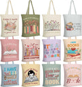Sunnymove 12 Pcs Book Lover Gifts Canvas Tote Bag Set