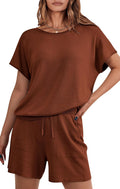 Two Piece Set For Women Summer Lounge Sets Shorts And Short Sleeve is