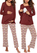 Ekouaer Maternity Nursing Pajama Set - Soft Double Layer Sleepwear