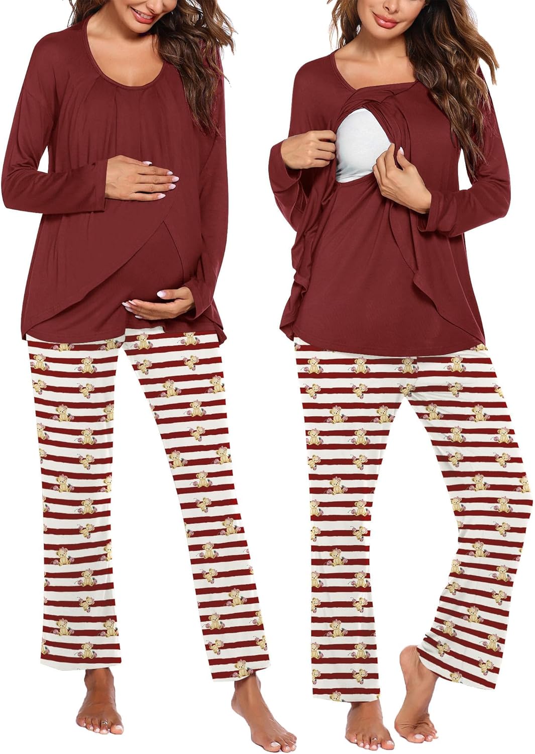 Ekouaer Maternity Nursing Pajama Set for Comfortable Sleepwear
