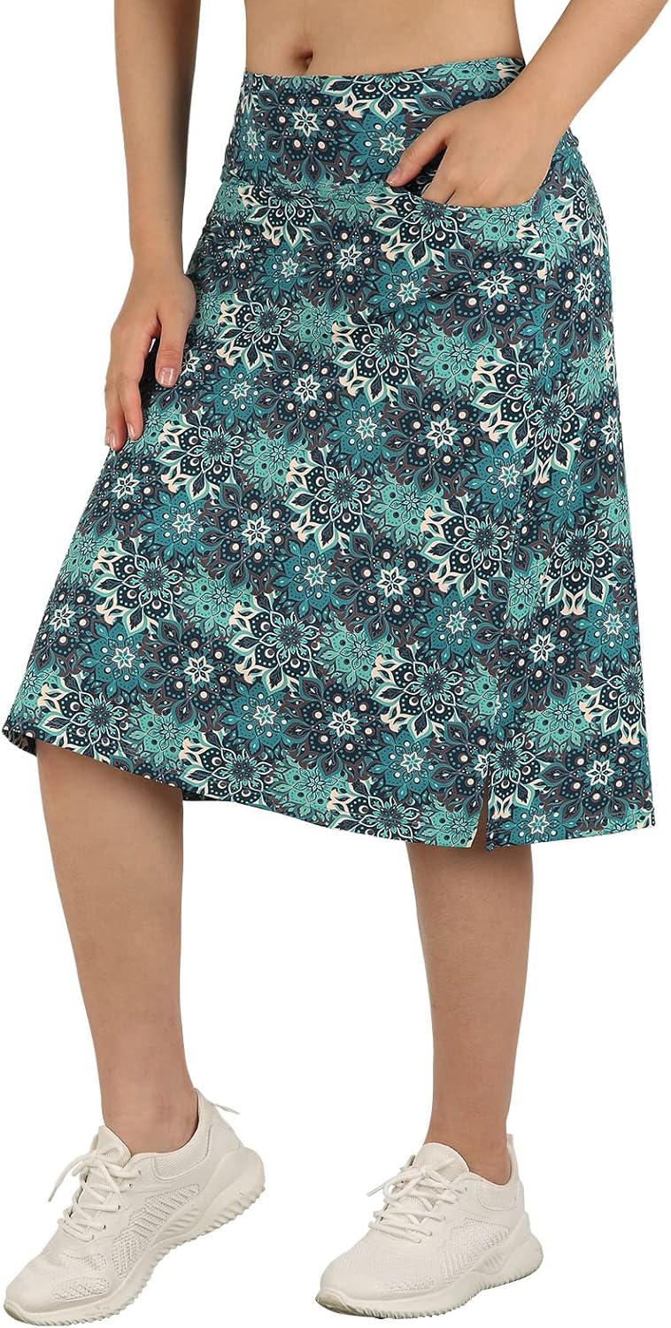 Women's Midi Length Skorts with 3 Pockets for Activewear