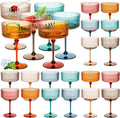 24 Pcs Ribbed Martini Glasses 10 oz Disposable Plastic - Classic Color