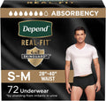 Depend Real Fit Incontinence Underwear for Men Small/Medium - Black