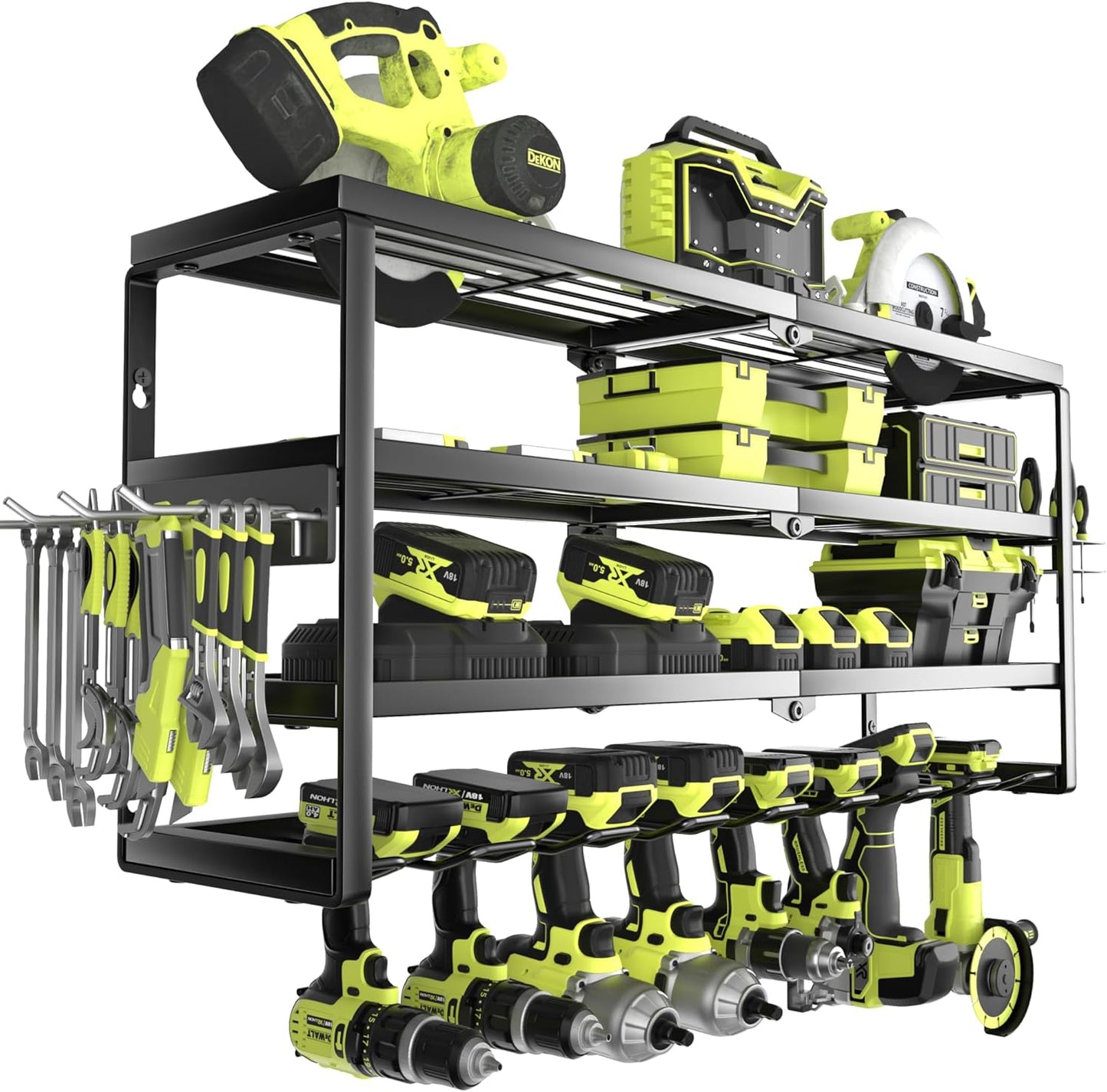 MOOMSINE 4-Layer Wall Mount Power Tool Organizer - Garage & Workshop Storage