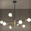 8-Light Modern Sputnik Chandelier - Mid Century Black & Gold