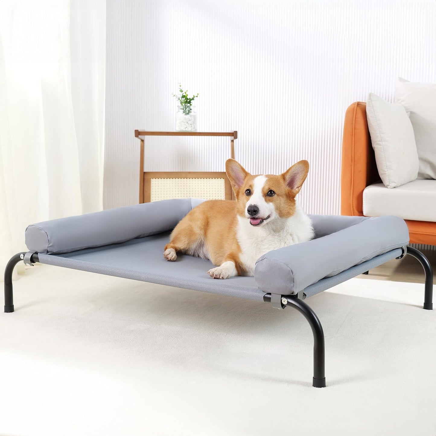 Cooling Elevated Dog Bed with Pillows for Comfort and Support