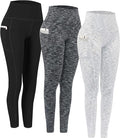 High Waist Yoga Pants 3 Pack - Tummy Control 4-Way Stretch
