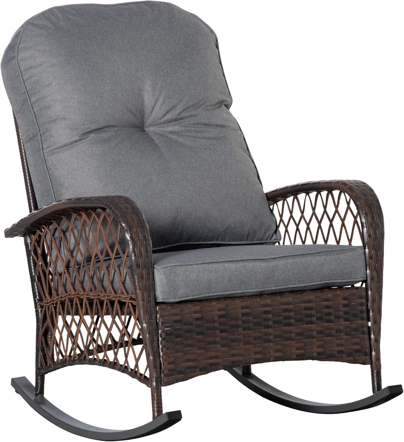 Cozy Outdoor Rocking Chair with Cushion for Patio, Garden - Gray