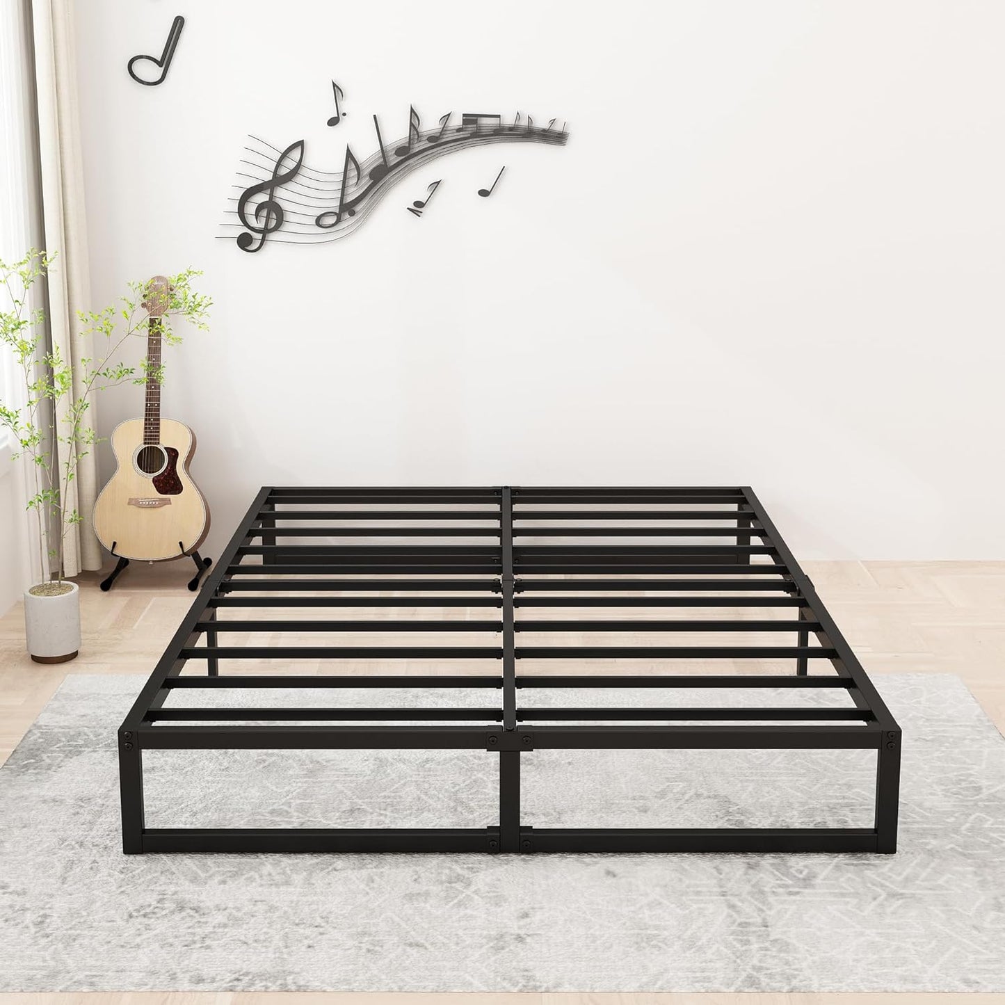 12 Inch Queen Bed Frame Heavy Duty Steel Slat Support Design