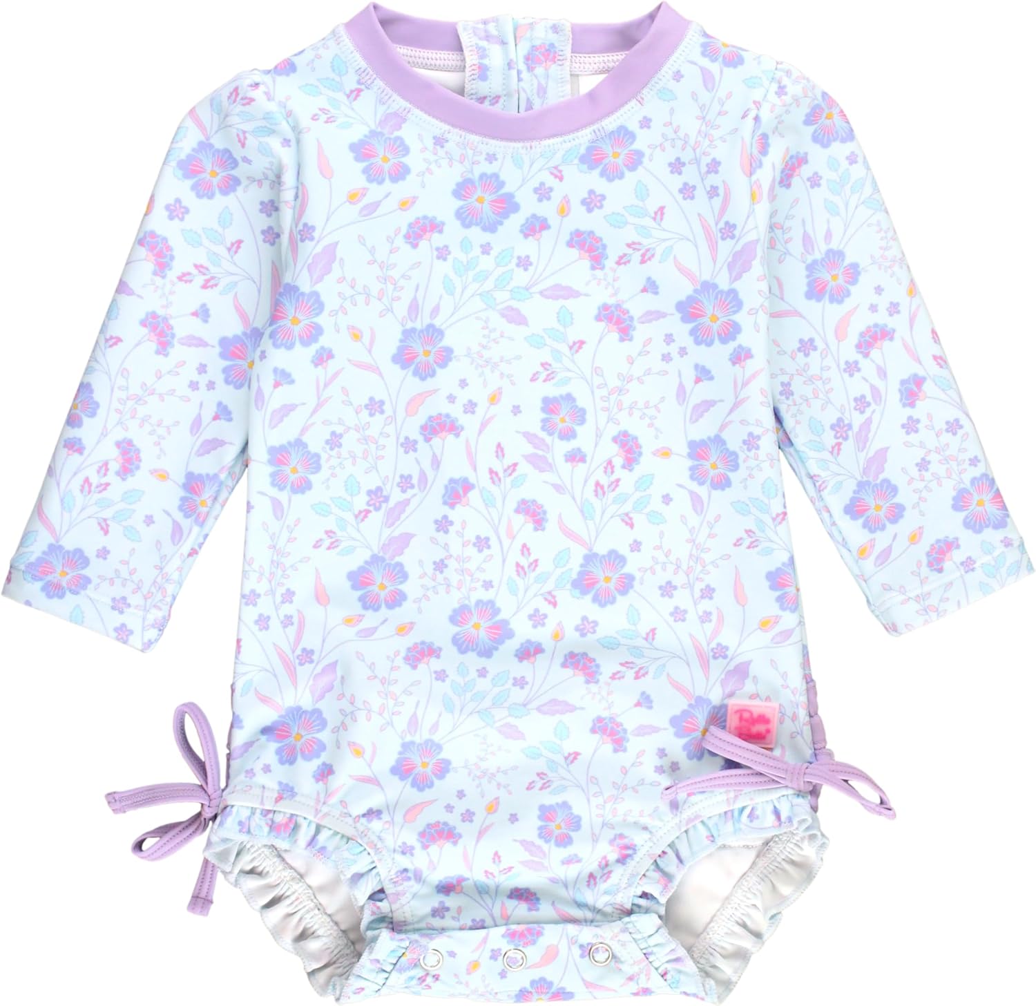 RuffleButts Baby Girls Floral Printed Long Sleeve Rash Guard