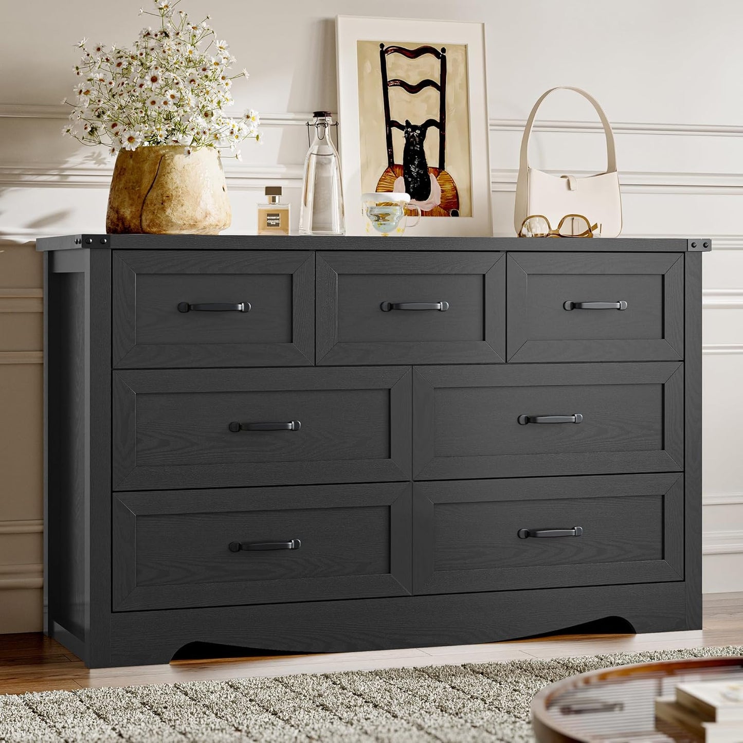 Modern 7-Drawer Dresser for Bedroom and Living Room Storage