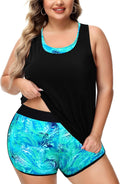 Plus Size 3 Piece Tankini Swimsuit Set - Athletic Support
