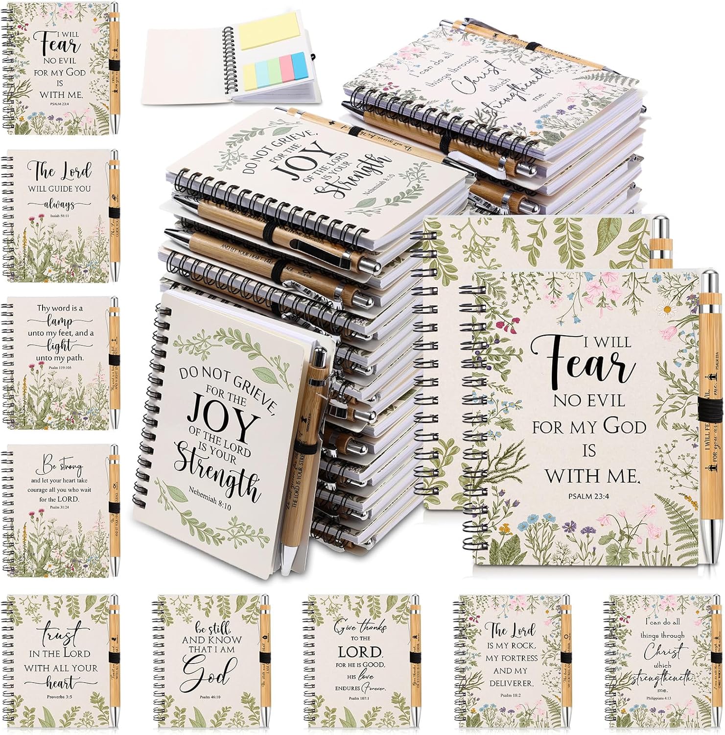 60 Sets Christian Spiral Notebooks with Inspirational Bible Verses