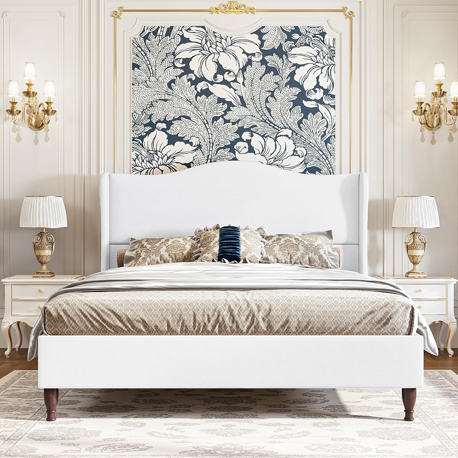 King Size Bed Frame with 51 Inch Tall Headboard for Comfort
