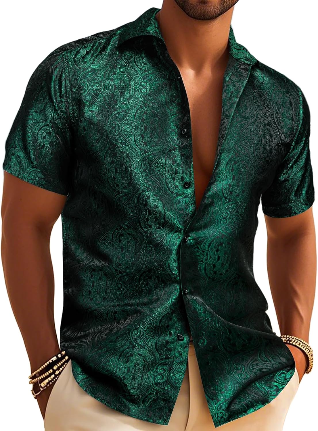 Men's Silk Shirt with Paisley Floral Design for All Occasions