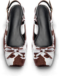 Women's Ballet Flats Slingbacks Square Toe Bow Satin (Style DB7Q)