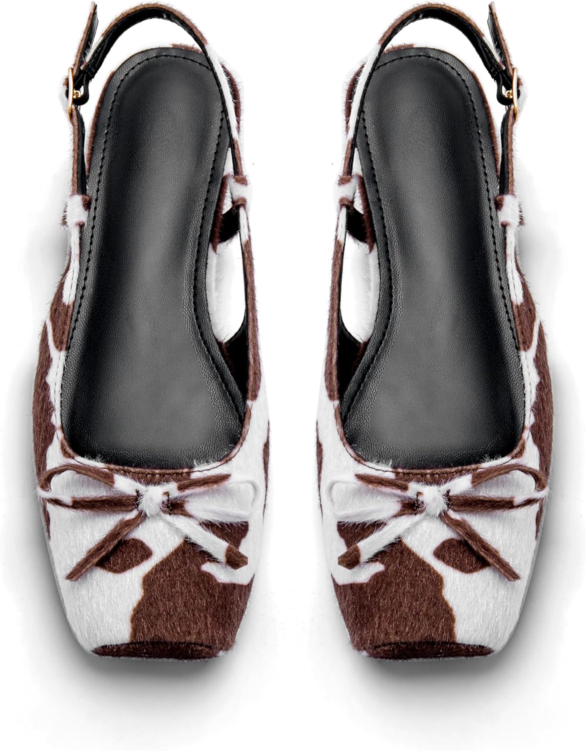Women's Ballet Flats Slingbacks Square Toe Bow Knit Dressy Shoes