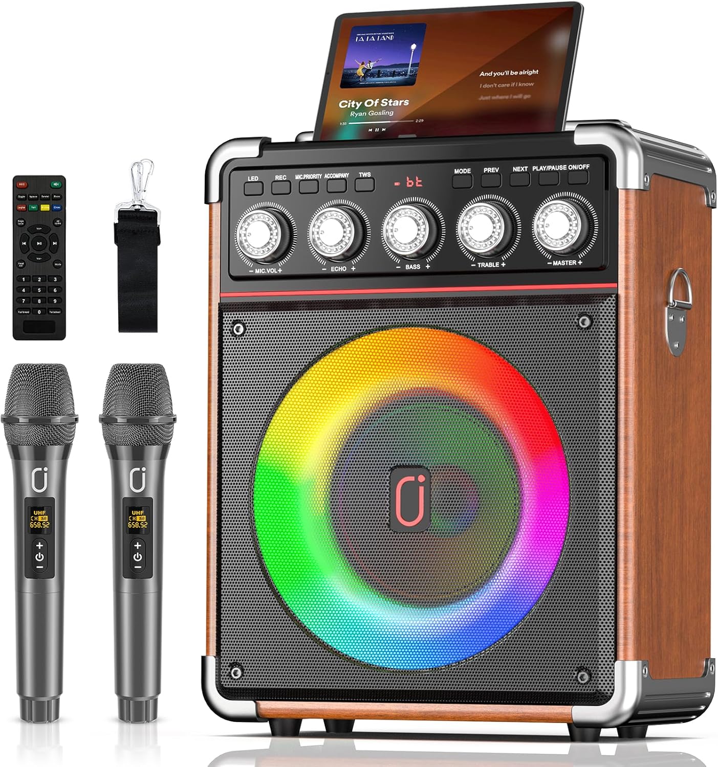 Portable Karaoke BOGO: Wireless Mic, DJ Light