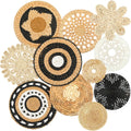 Boho Wall Basket Decor Set 11 Pcs - Rustic Bulrush Woven Art