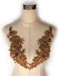 Luxury Look Shiny Rhinestone Pair Applique Patch - Beaded Dress Trim