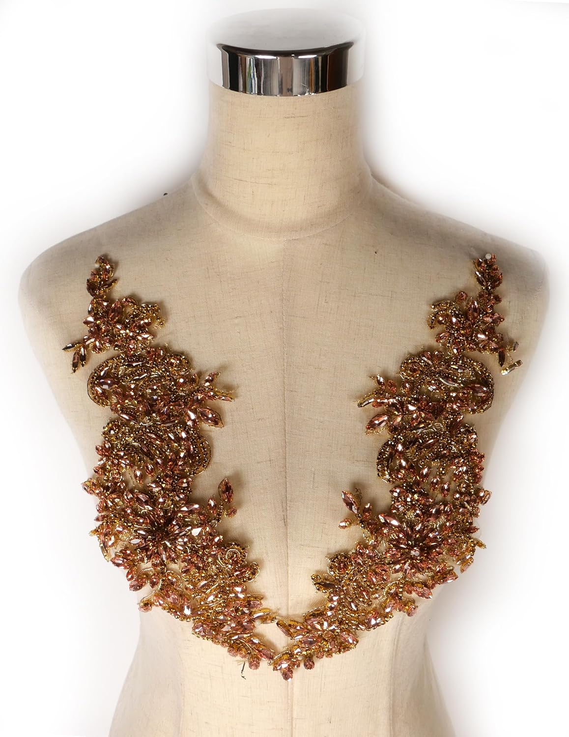 Luxury Look Shiny Rhinestone Pair Applique Patch for Dress