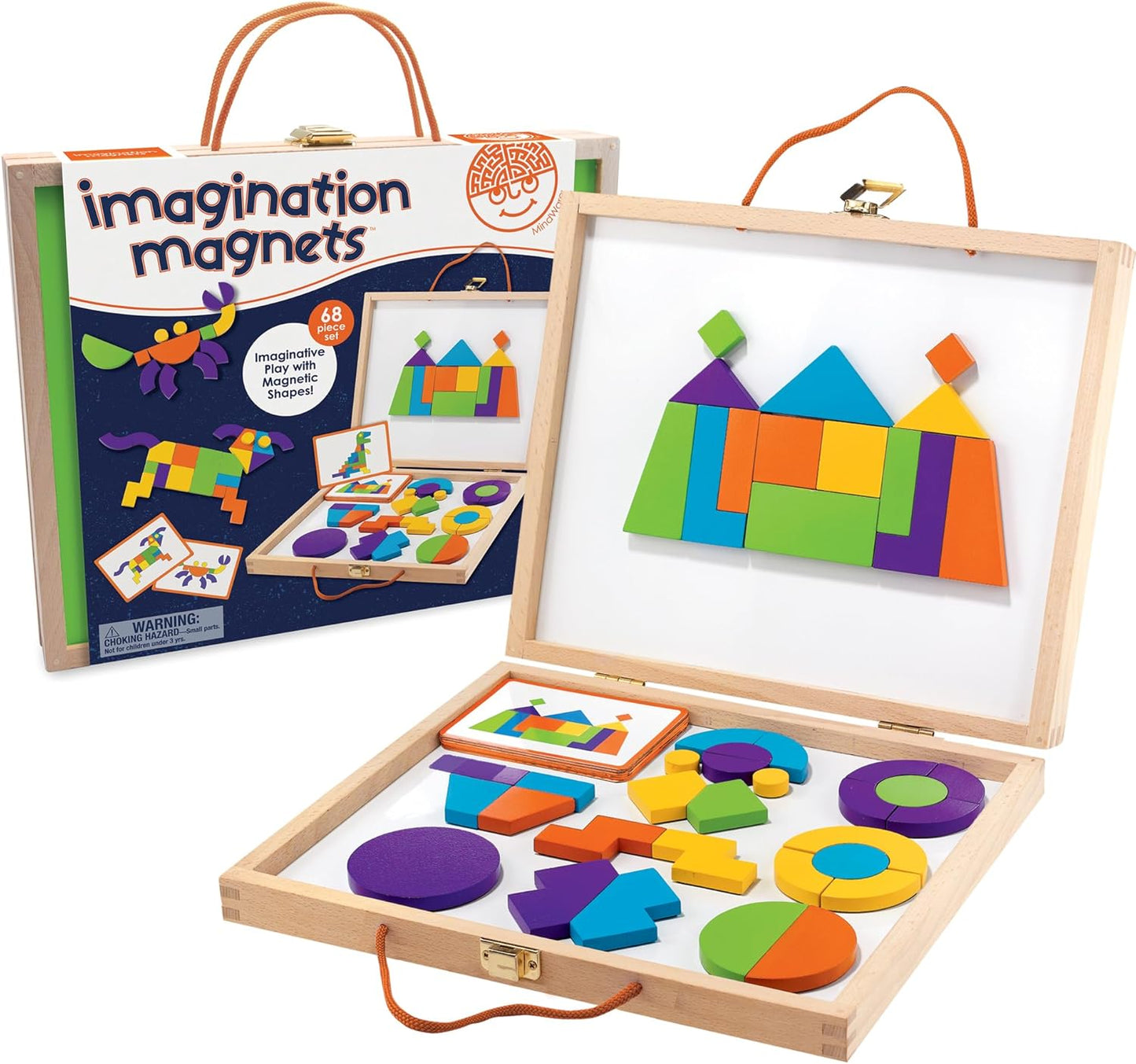 MindWare Imagination Magnets Wooden Pattern Blocks Set for Fun