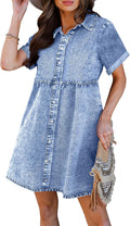 luvamia Womens Tiered Denim Babydoll Jean Dress - Relaxed Y2K Style