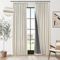 100% Light Blocking Pinch Pleat Linen Curtains 84 in Length - Blackout