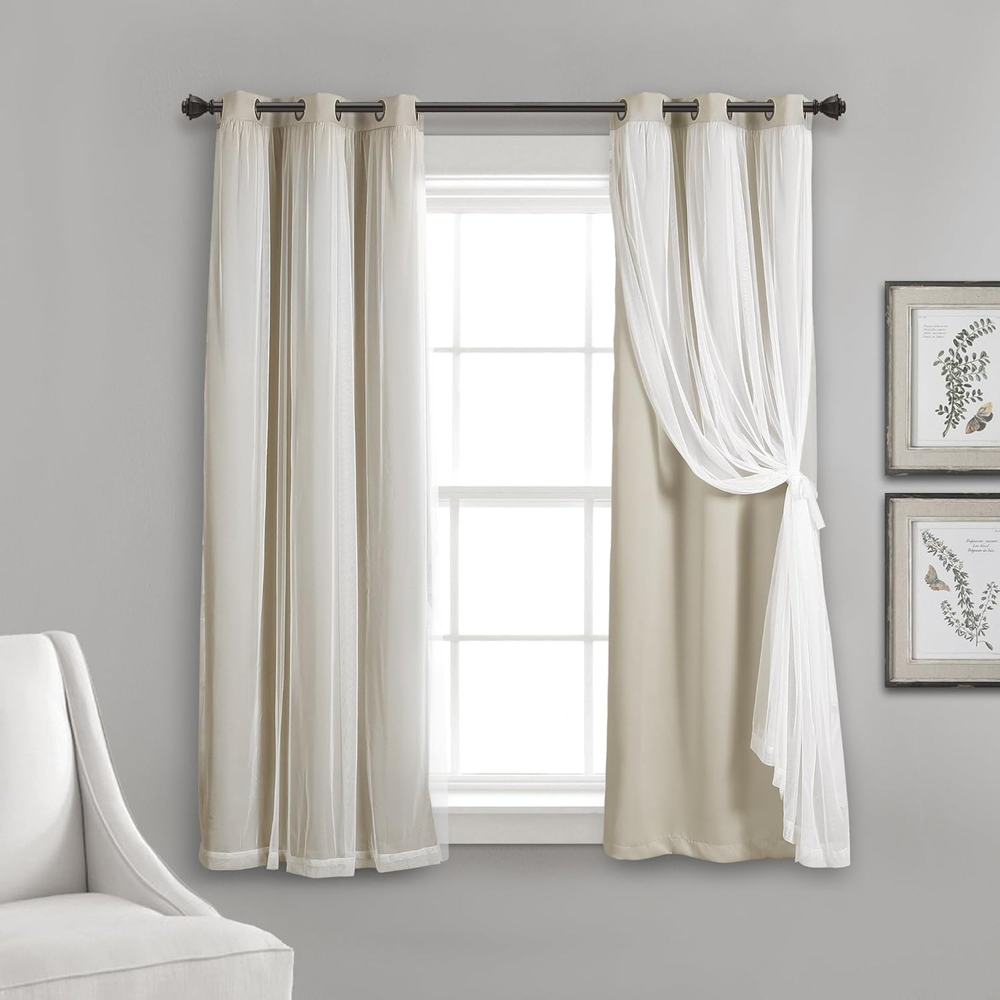Lush Decor Sheer Grommet Curtains with Insulated Blackout Lining
