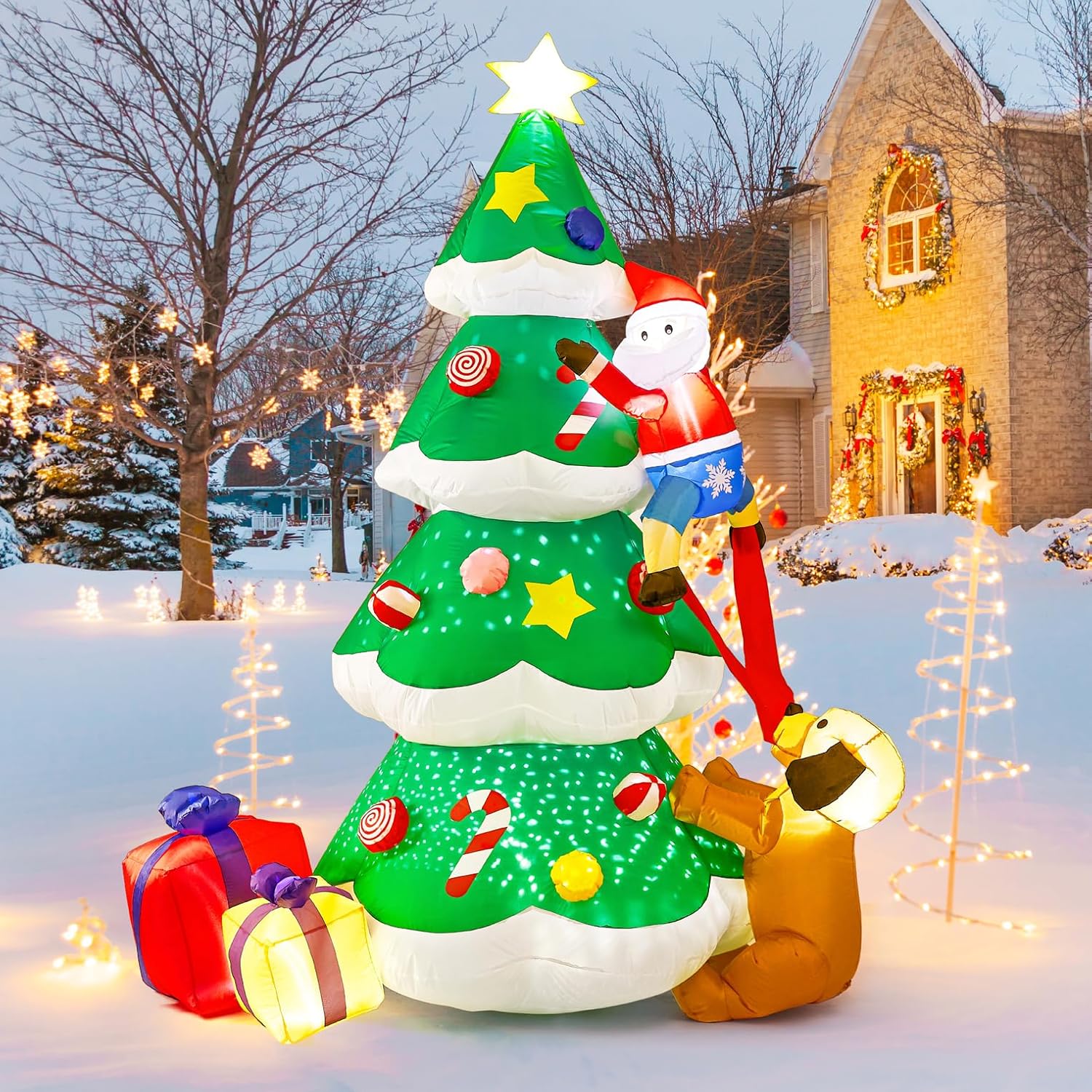 BOHON 7.9FT Inflatable Christmas Tree with Santa and Lights