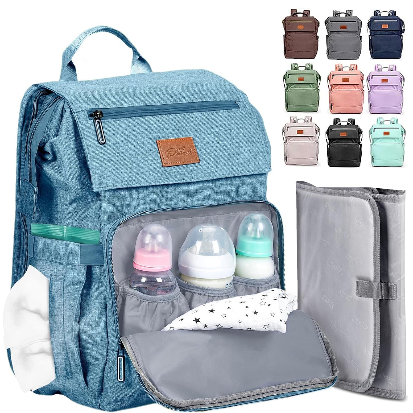 PILLANI Baby Diaper Bag Backpack - Large Waterproof Travel Bag