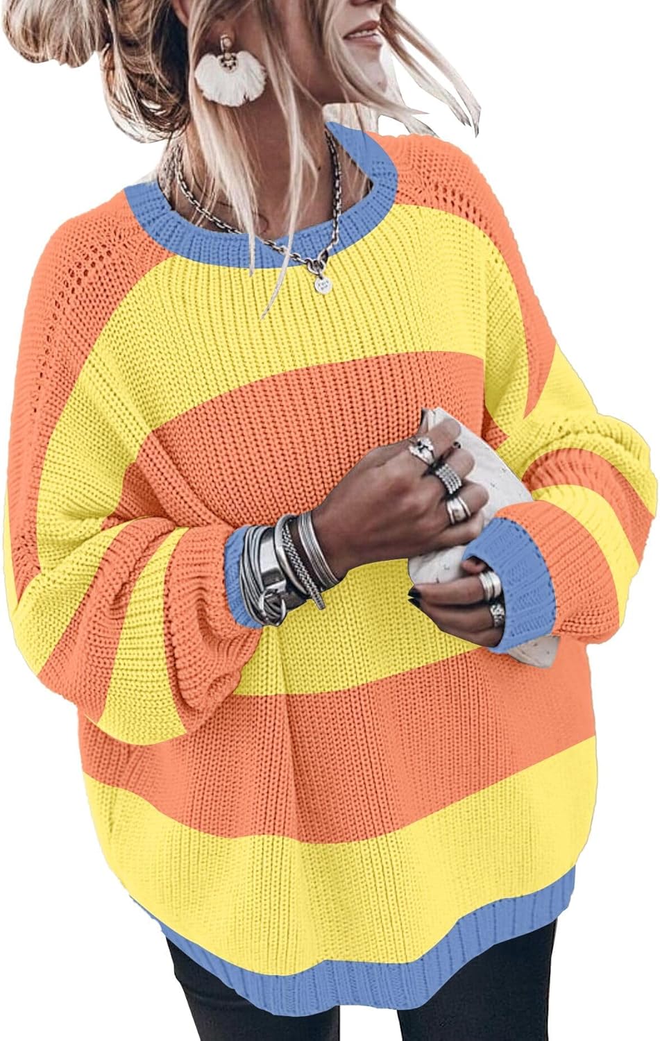 Womens Oversized Sweaters Casual Long Sleeve Mock Neck Tops