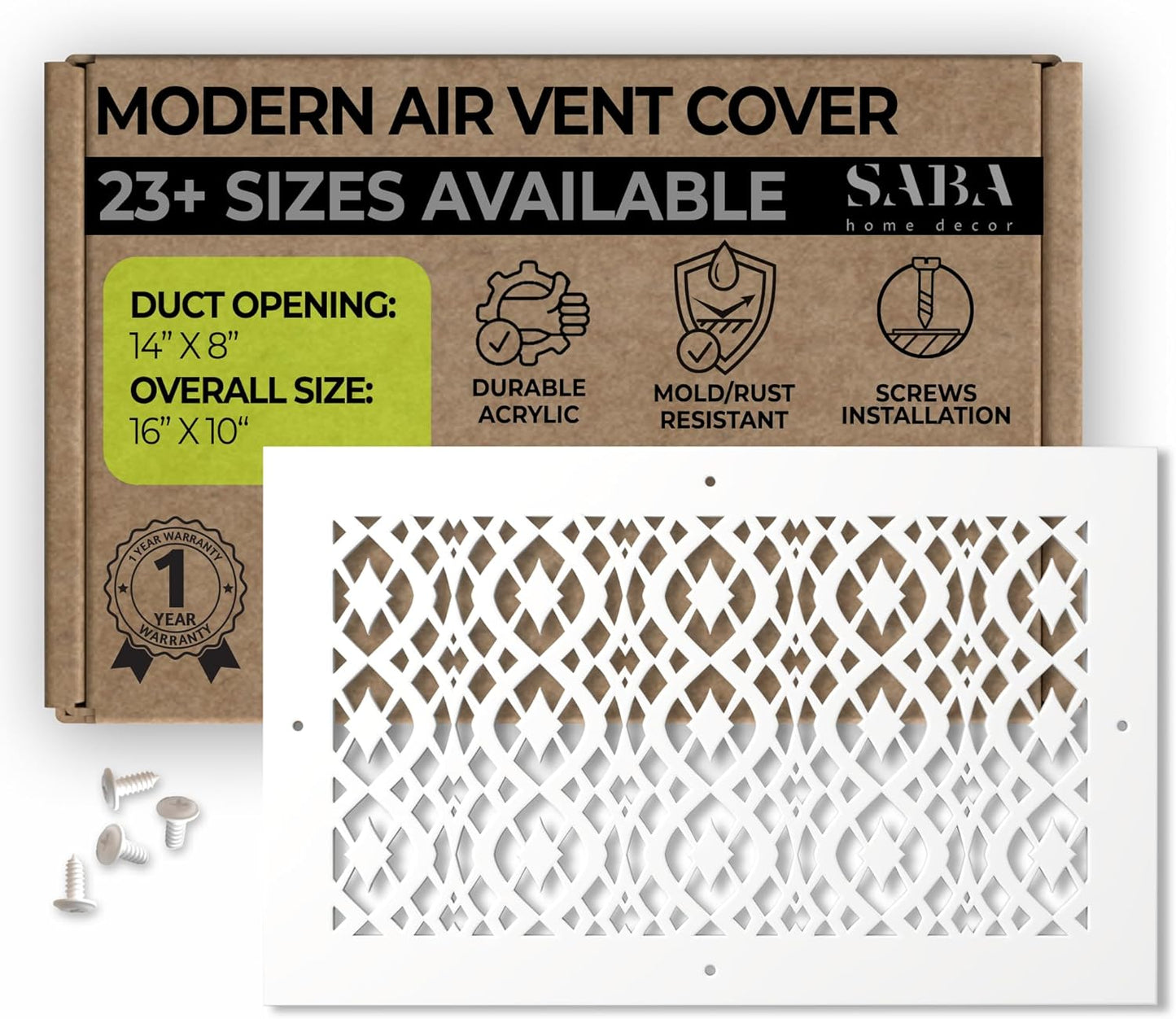 SABA Home Decor Air Vent Cover Grille - Stylish 8 x 14 Duct Cover