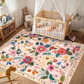 Floral 5x7 Area Rug Machine Washable Low Pile - Soft Non Slip