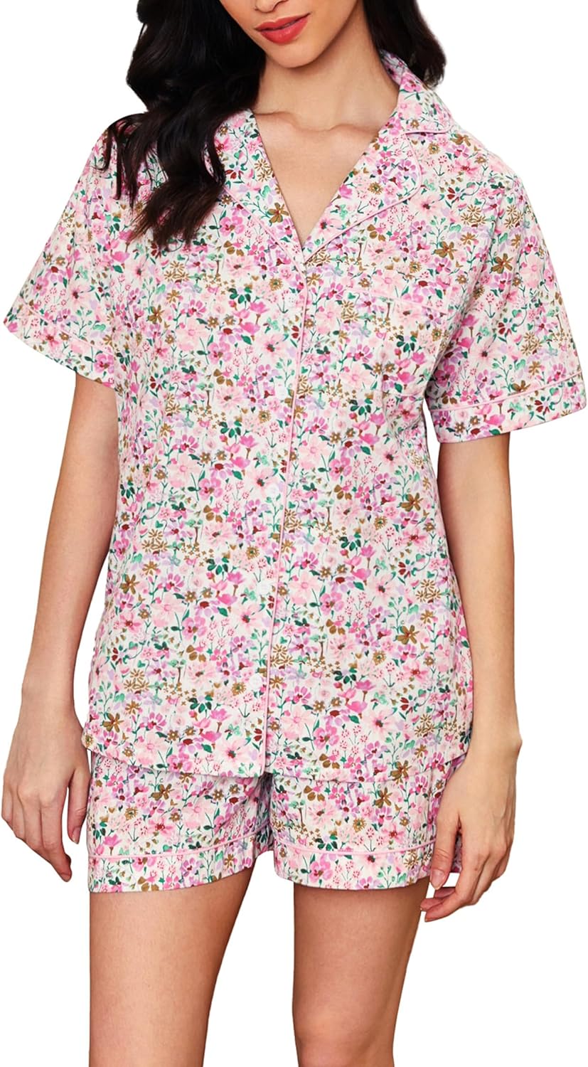 LUBOT 100% Cotton Pajamas for Women - Soft Summer Sleepwear