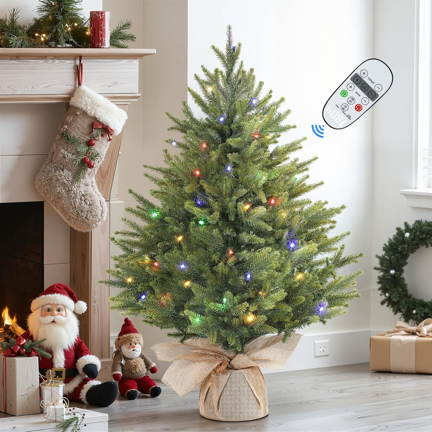 2ft Prelit Artificial Small Christmas Tree with Remote Control