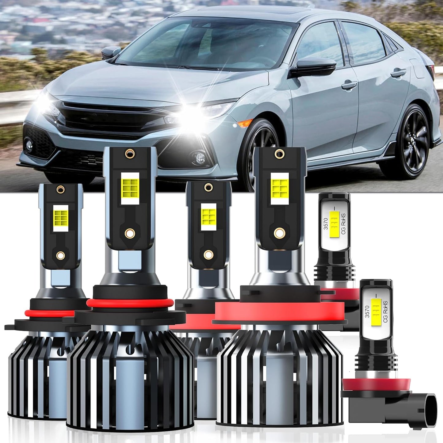 High Power 6500K White Light Bulbs for Honda Civic 2014-2020