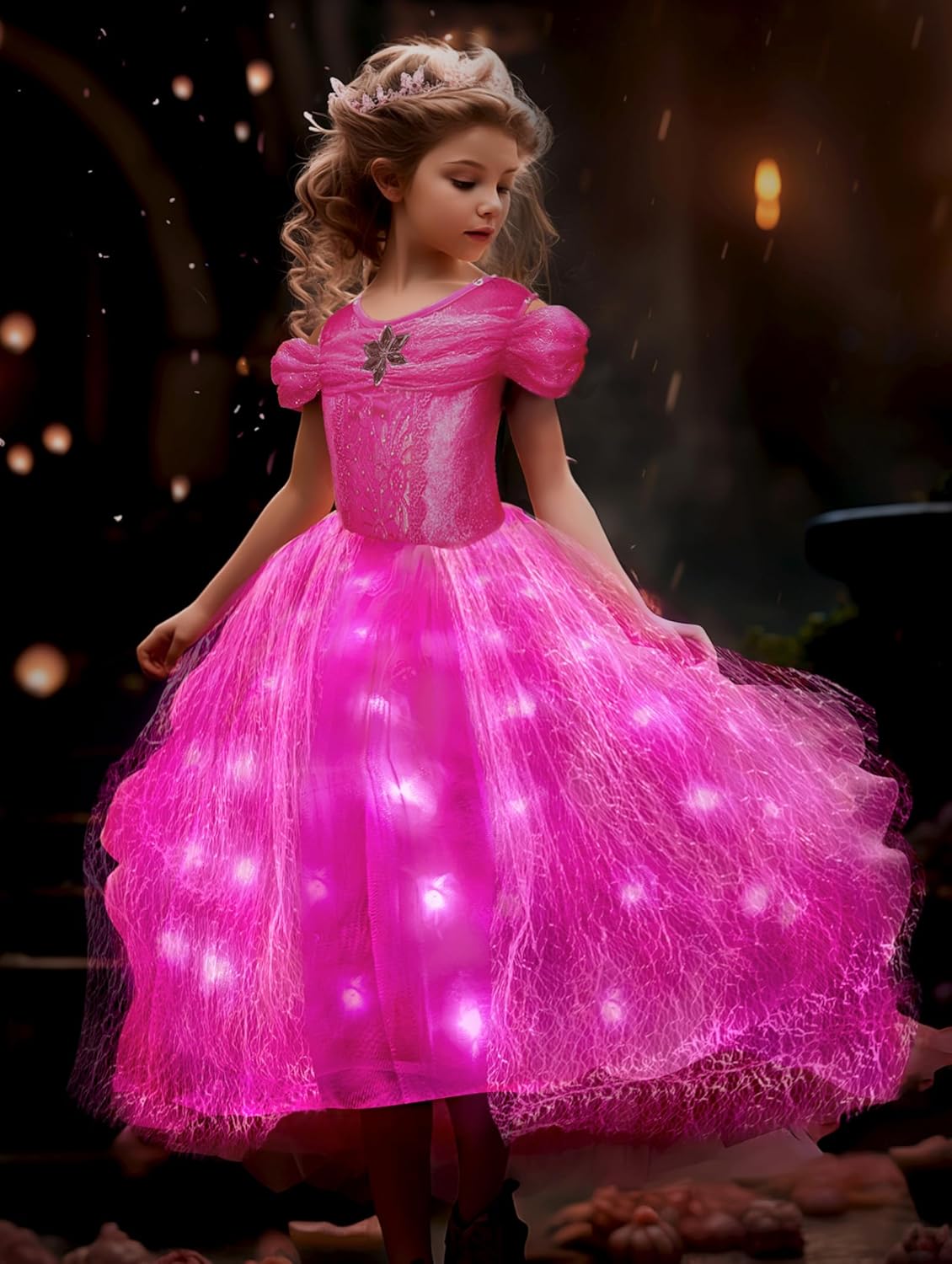 Princess Dress Up for Girls with LED Lights and Music Sync