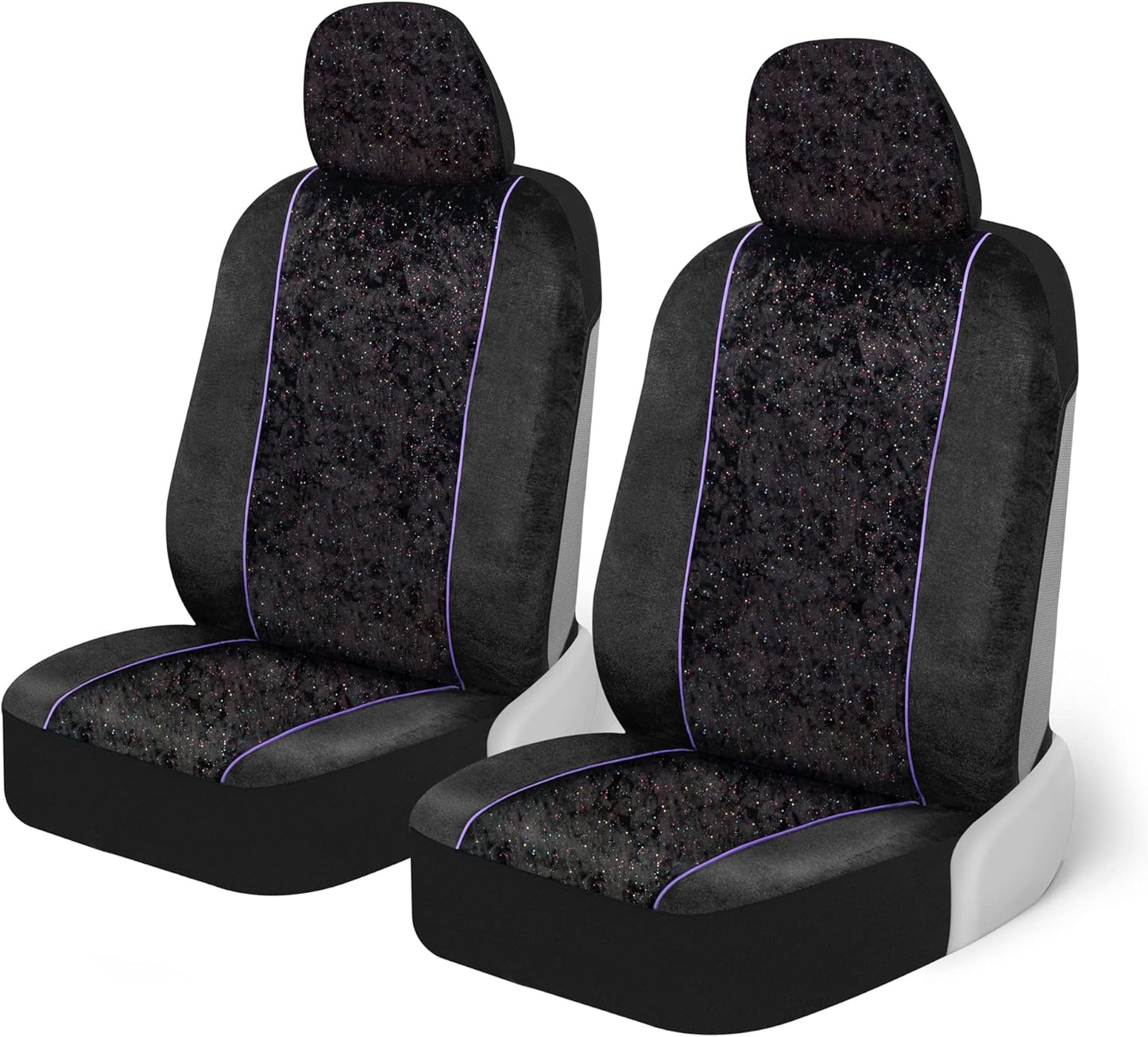 BDK Black Stardust Car Seat Covers for Front Seats, 2 Count