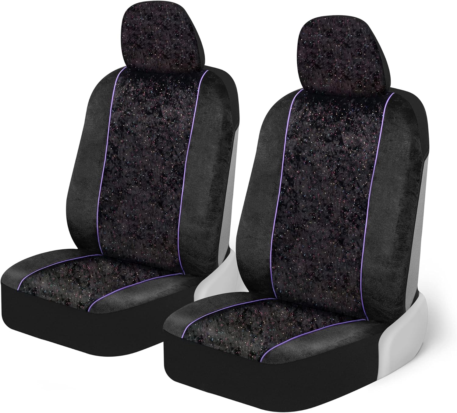 BDK Black Stardust Car Seat Covers for Front Seats, 2 Count